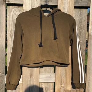 Olive green cropped hoodie